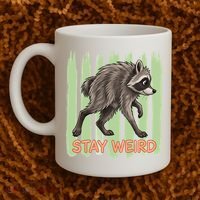 Funny Cute Jimothy The Raccoon Stay Weird Coffee Mug thumb 2