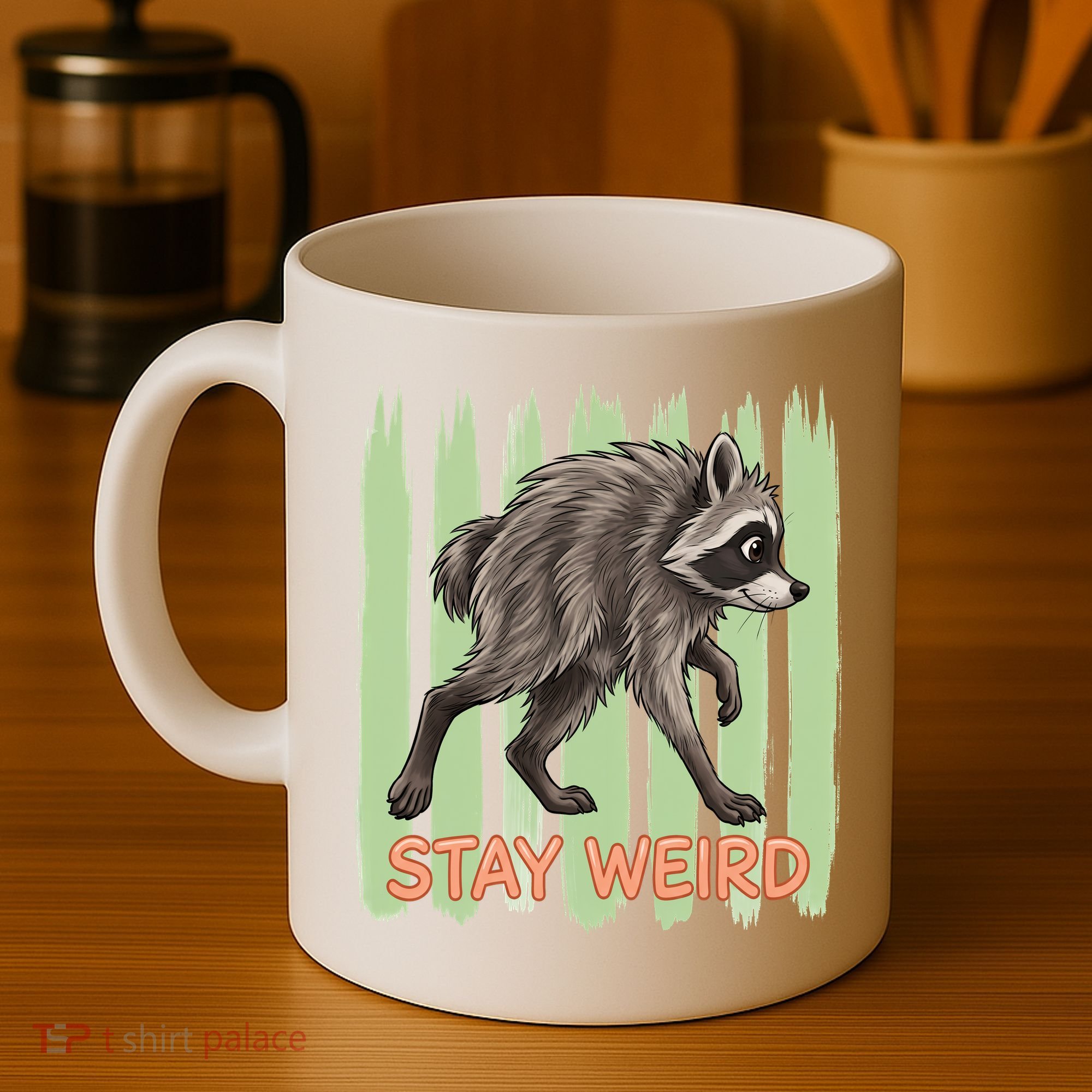 Funny Cute Jimothy The Raccoon Stay Weird Coffee Mug