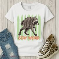 Funny Cute Jimothy The Raccoon Stay Weird Women's T-Shirt thumb 3