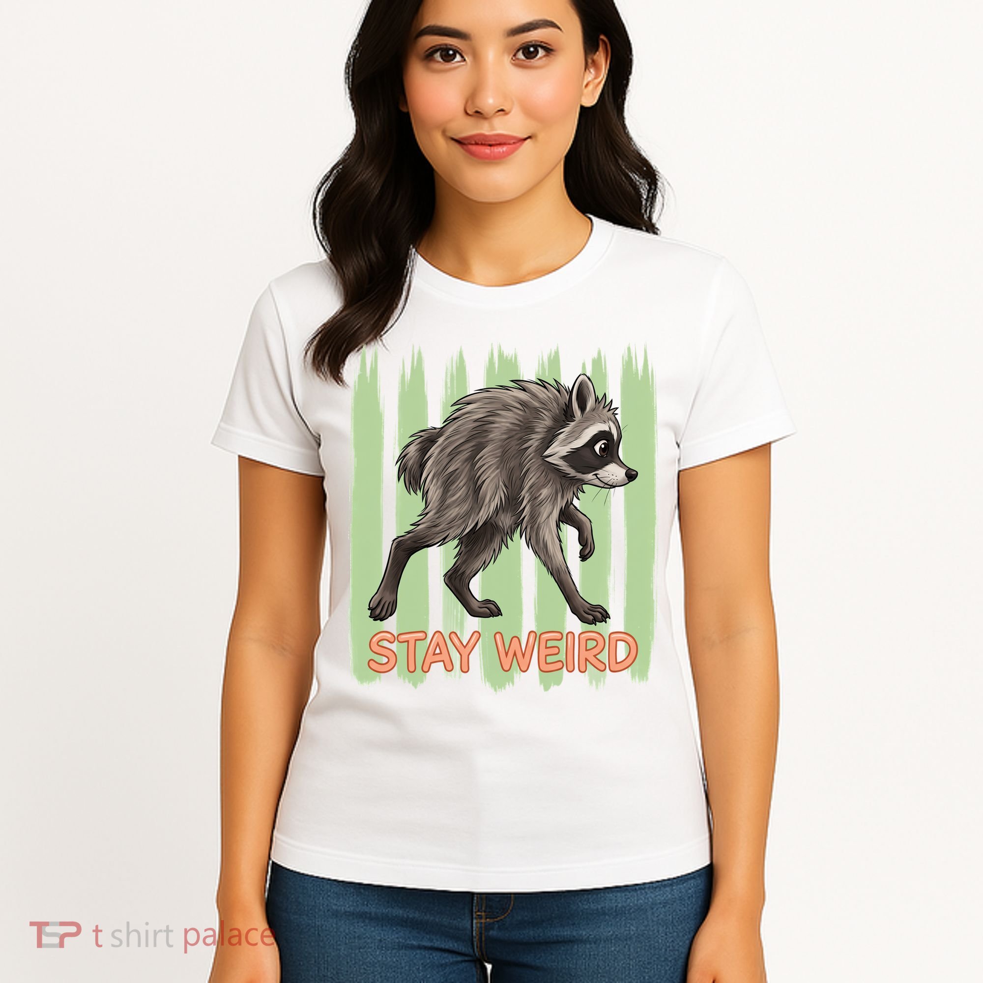 Funny Cute Jimothy The Raccoon Stay Weird Women's T-Shirt