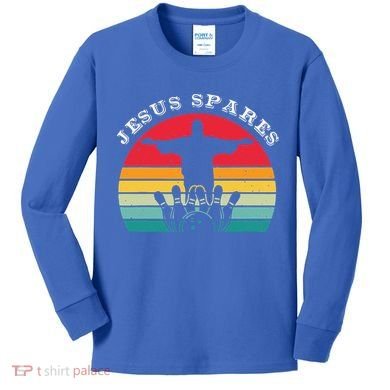 Funny Christian Jesus Spares Bowling Kids Long Sleeve Shirt
