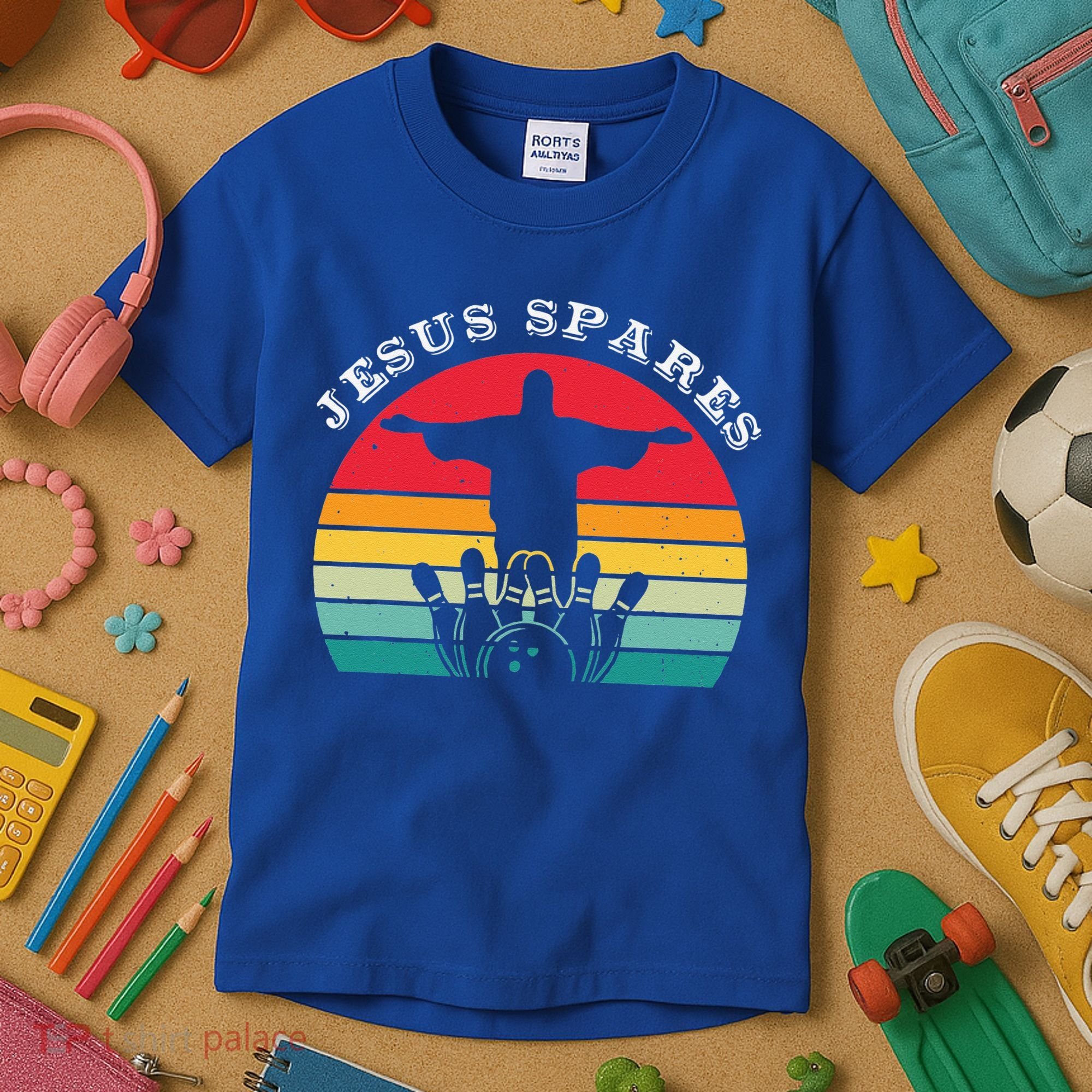 Funny Christian Jesus Spares Bowling Kids T-Shirt