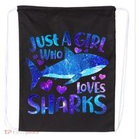 Funny Cute Just A Girl Who Loves Sharks Drawstring Bag thumb 0