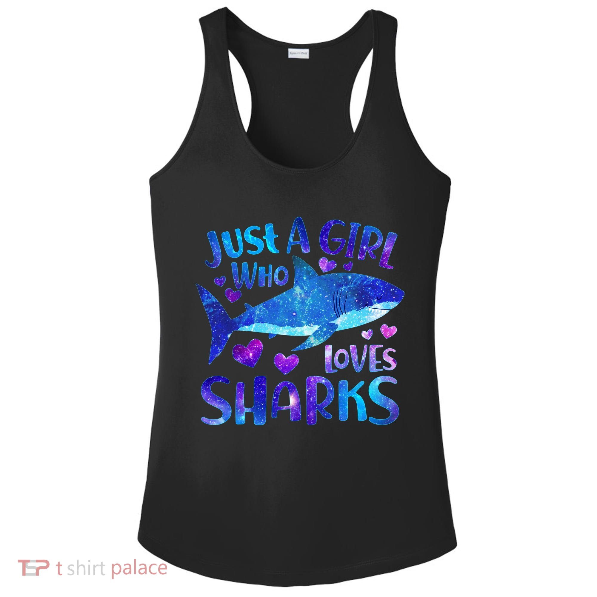 Funny Cute Just A Girl Who Loves Sharks Ladies PosiCharge Competitor Racerback Tank