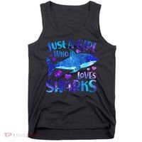 Funny Cute Just A Girl Who Loves Sharks Tank Top thumb 0