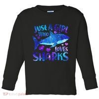 Funny Cute Just A Girl Who Loves Sharks Toddler Long Sleeve Shirt thumb 0