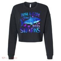 Funny Cute Just A Girl Who Loves Sharks Cropped Pullover Crew thumb 0