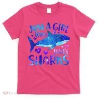 Funny Cute Just A Girl Who Loves Sharks T-Shirt thumb 0