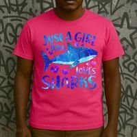 Funny Cute Just A Girl Who Loves Sharks T-Shirt thumb 3