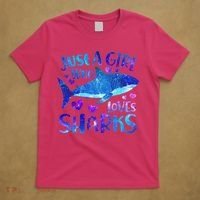 Funny Cute Just A Girl Who Loves Sharks T-Shirt thumb 5