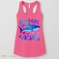 Funny Cute Just A Girl Who Loves Sharks Women's Tank Top thumb 0