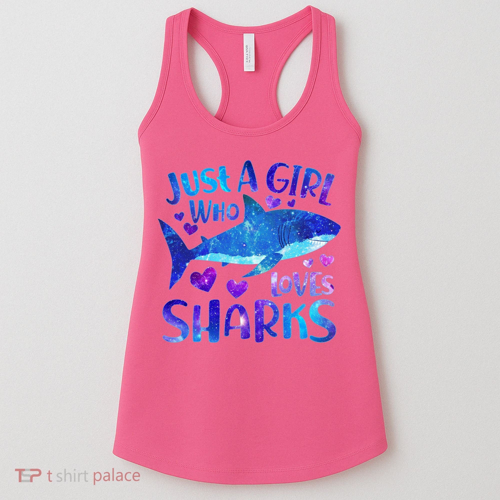 Funny Cute Just A Girl Who Loves Sharks Women's Tank Top
