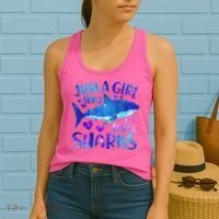 Funny Cute Just A Girl Who Loves Sharks Women's Tank Top thumb 2