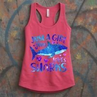 Funny Cute Just A Girl Who Loves Sharks Women's Tank Top thumb 3