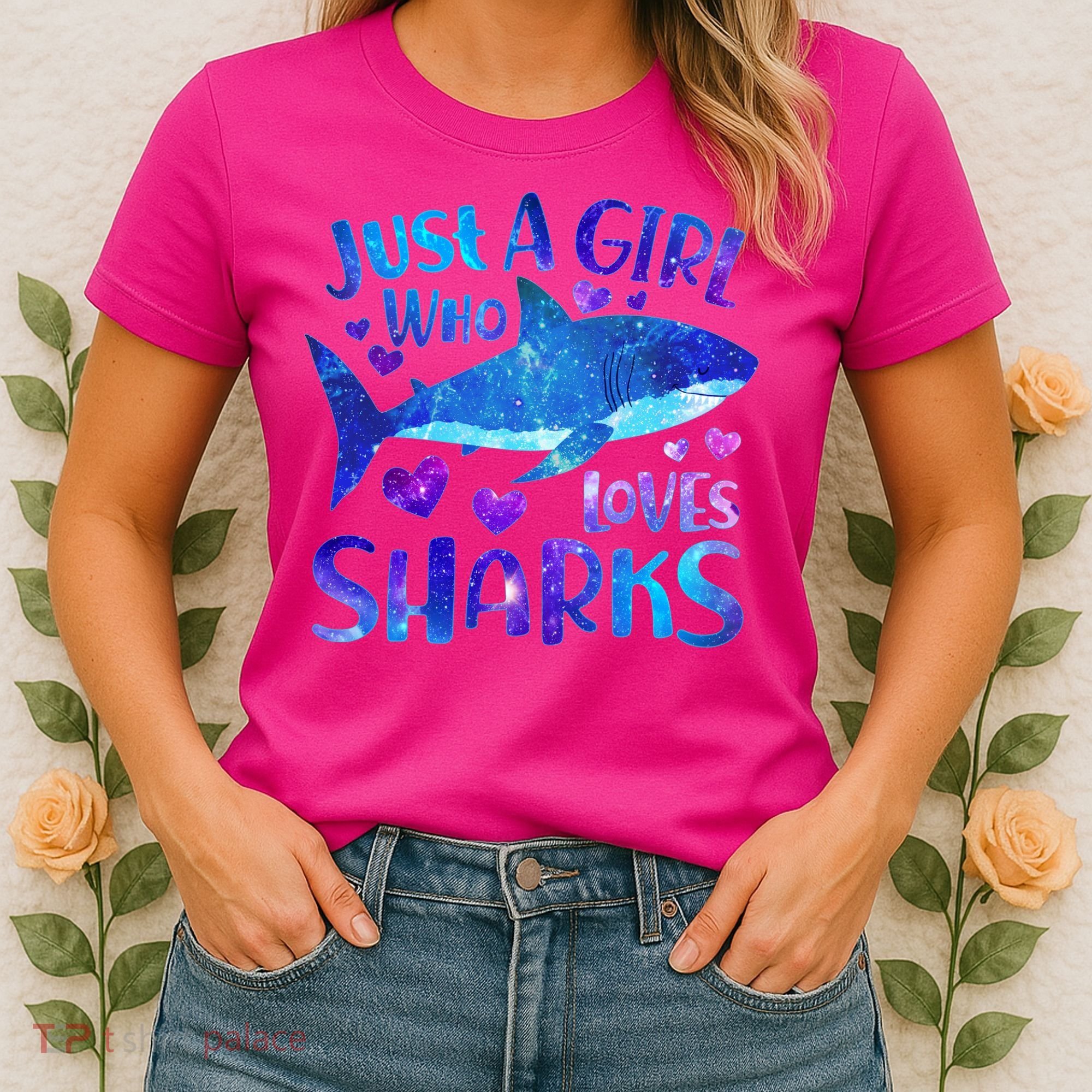 Funny Cute Just A Girl Who Loves Sharks Women's T-Shirt