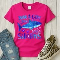 Funny Cute Just A Girl Who Loves Sharks Women's T-Shirt thumb 3