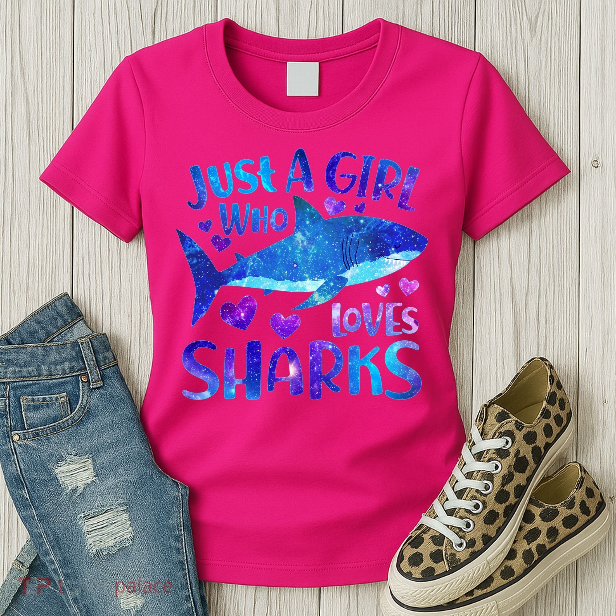 Funny Cute Just A Girl Who Loves Sharks Women's T-Shirt