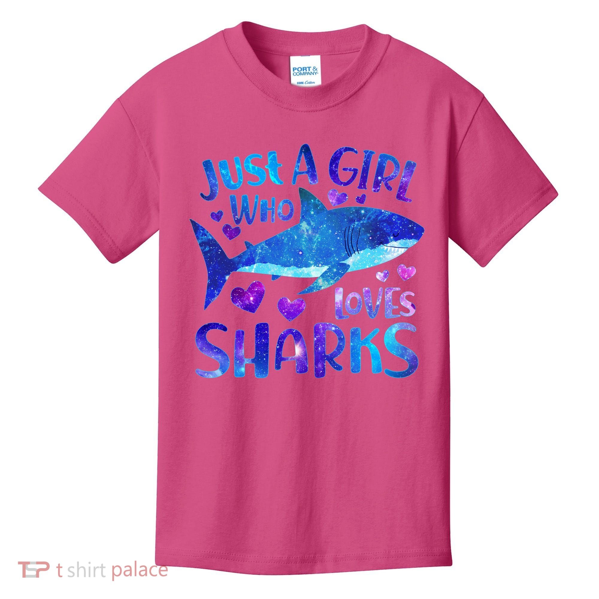 Funny Cute Just A Girl Who Loves Sharks Kids T-Shirt