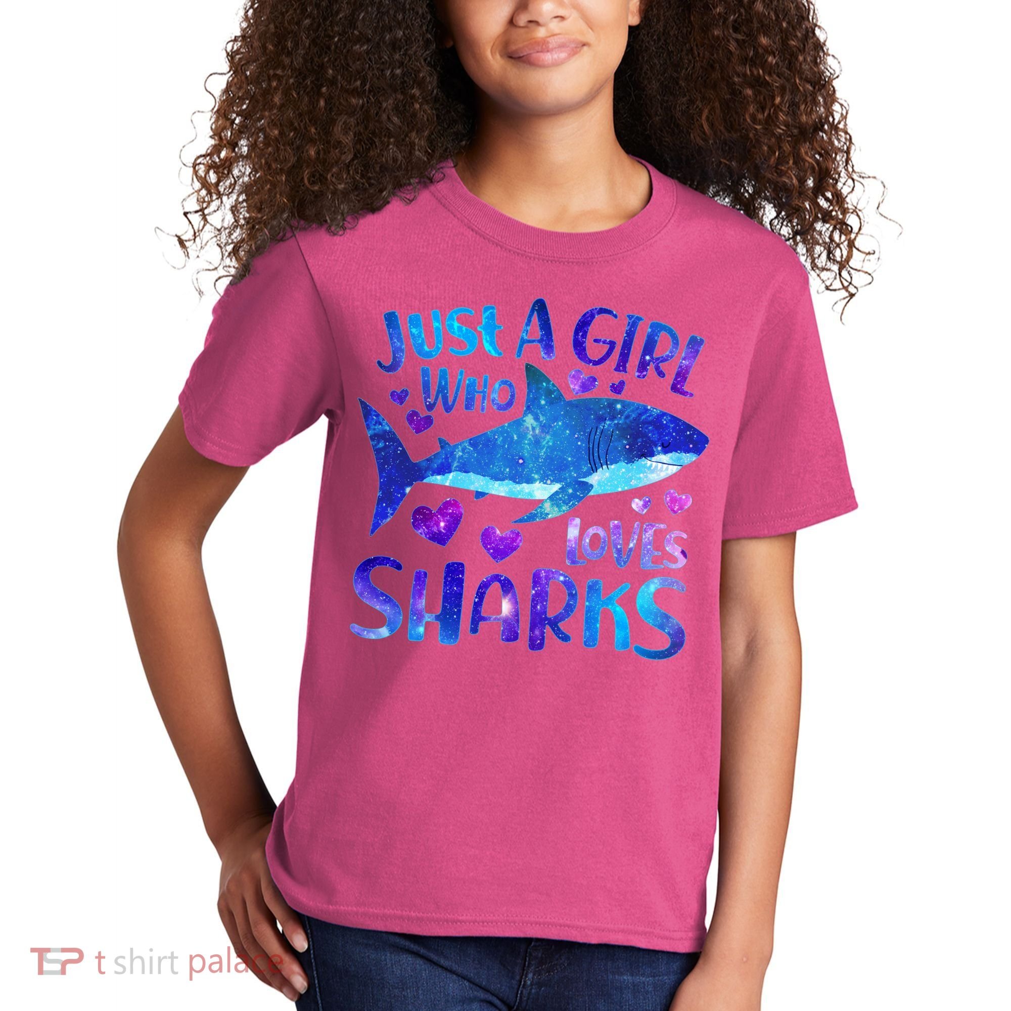 Funny Cute Just A Girl Who Loves Sharks Kids T-Shirt