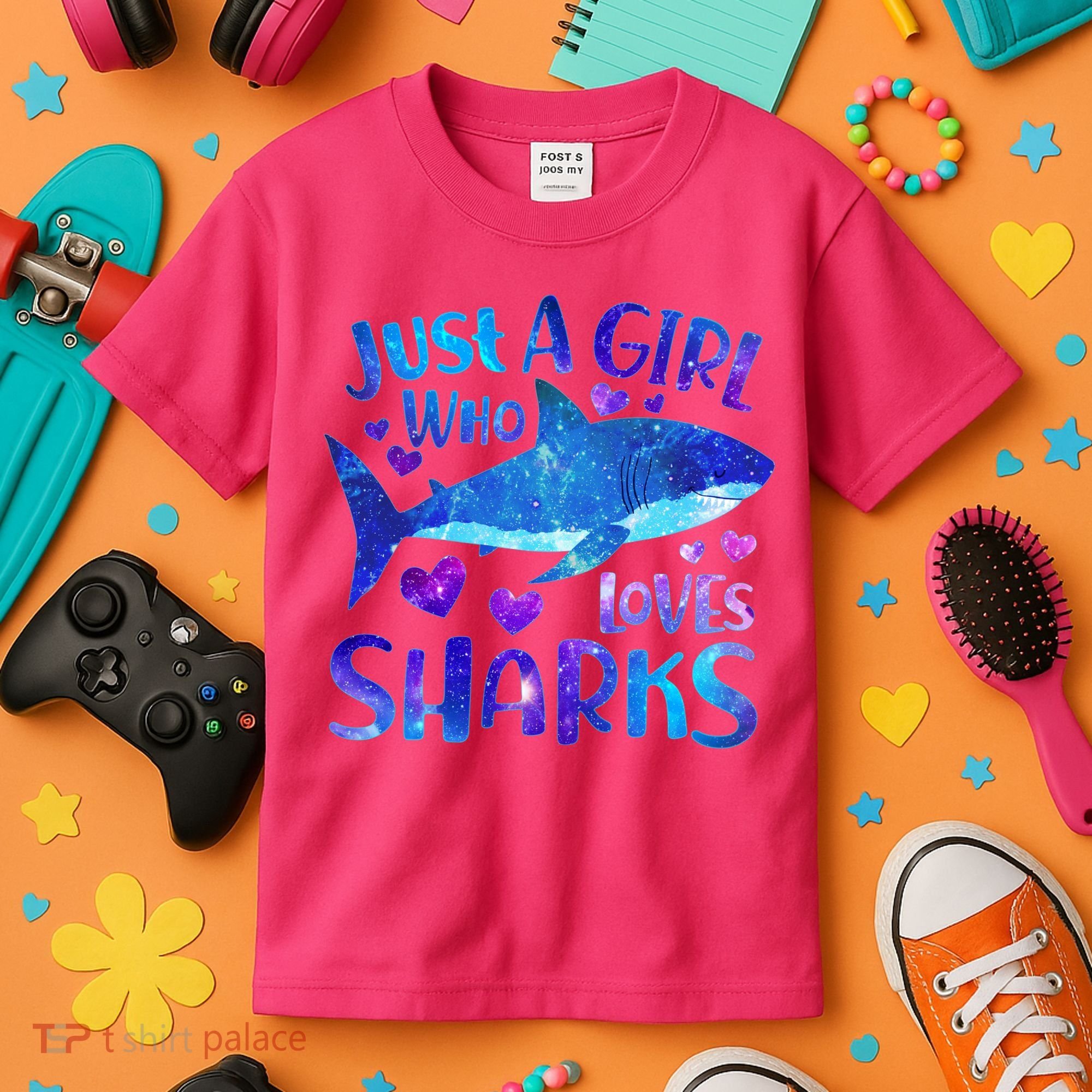 Funny Cute Just A Girl Who Loves Sharks Kids T-Shirt