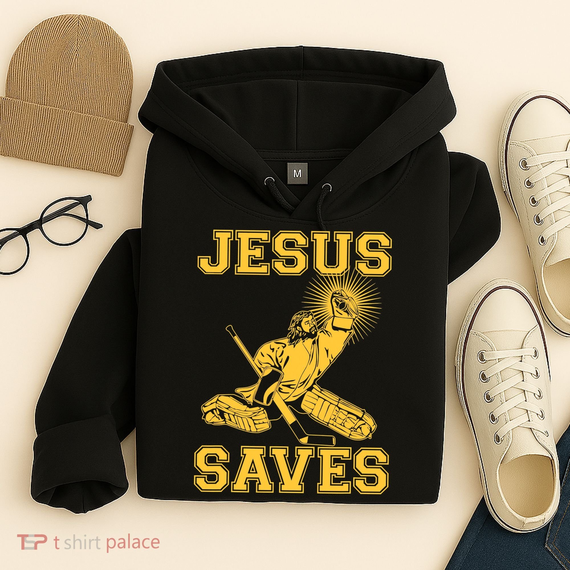 Funny Christian Jesus Saves Hockey Hoodie