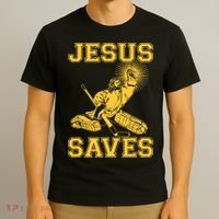 Funny Christian Jesus Saves Hockey T-Shirt thumb 3