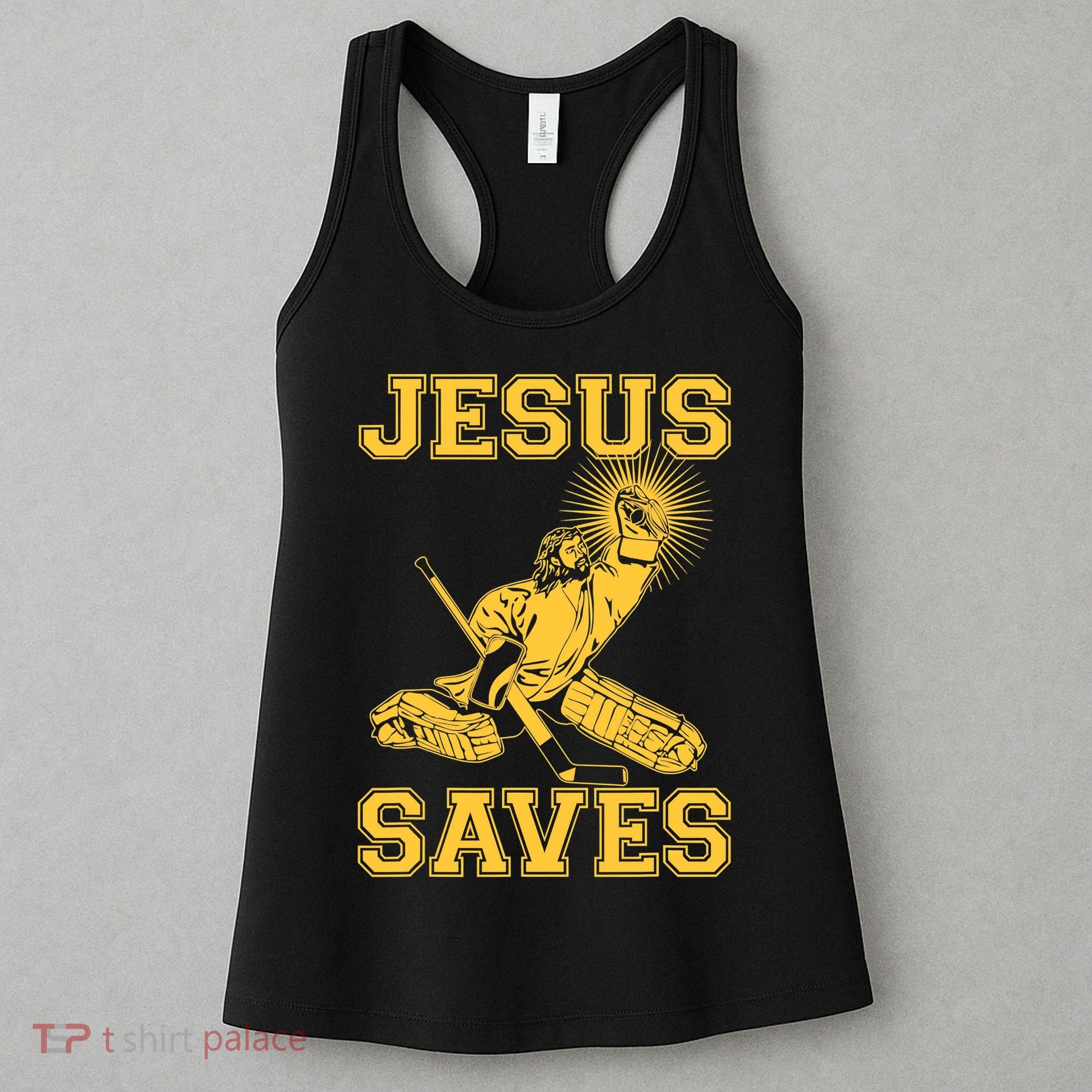 Funny Christian Jesus Saves Hockey Women's Tank Top
