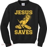 Funny Christian Jesus Saves Hockey Kids Sweatshirt thumb 0