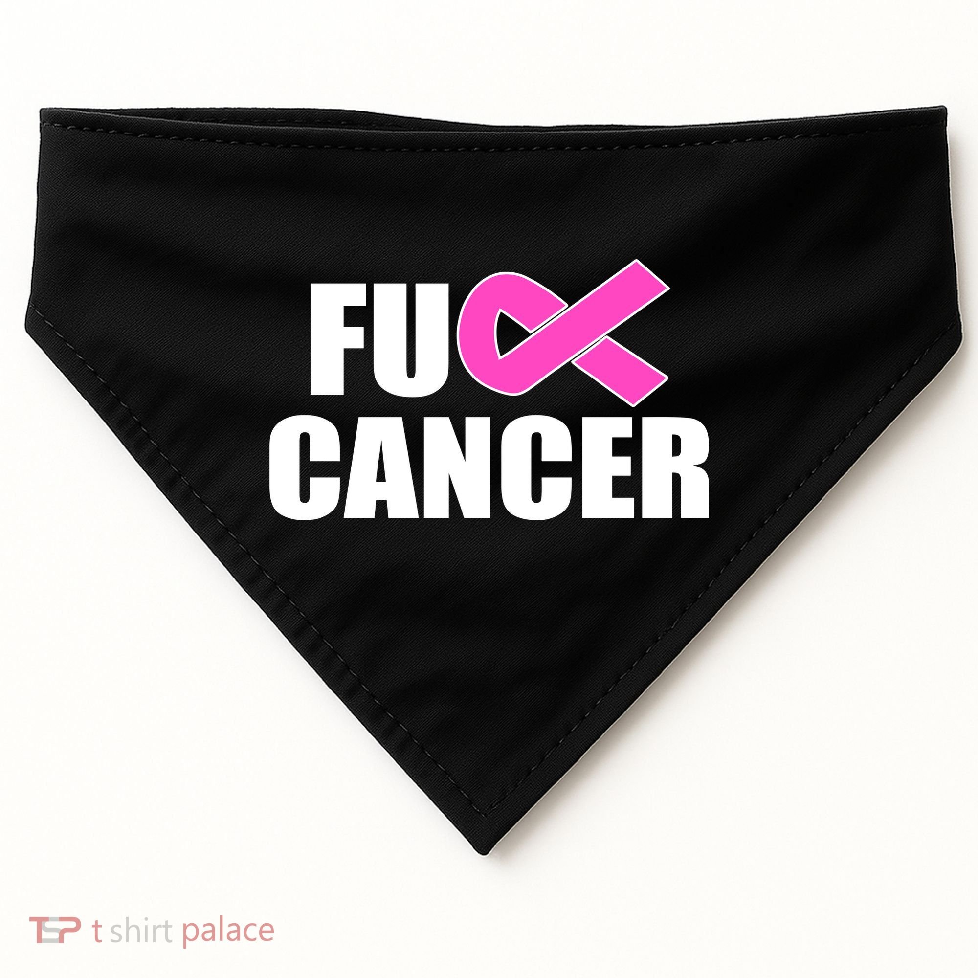 F*ck Breast Cancer Fight Logo USA-Made Doggie Bandana