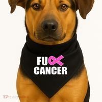 F*ck Breast Cancer Fight Logo USA-Made Doggie Bandana thumb 1