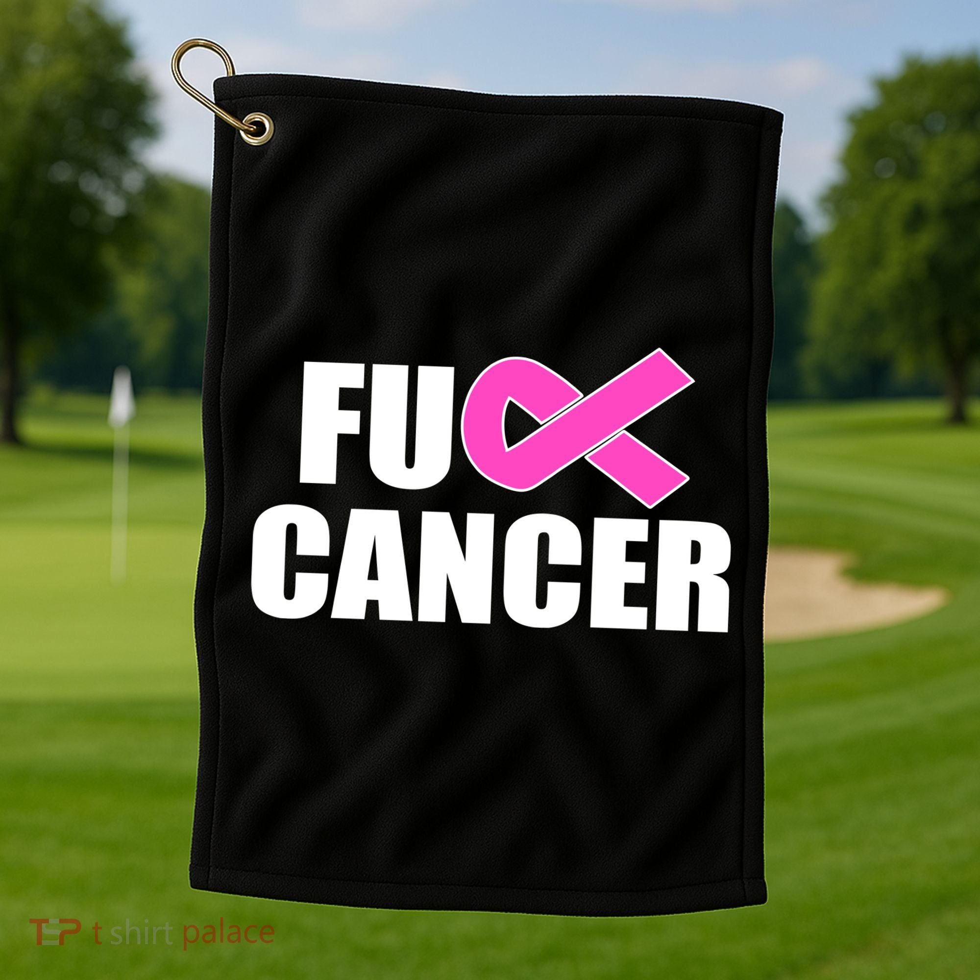 F*ck Breast Cancer Fight Logo Golf Towel