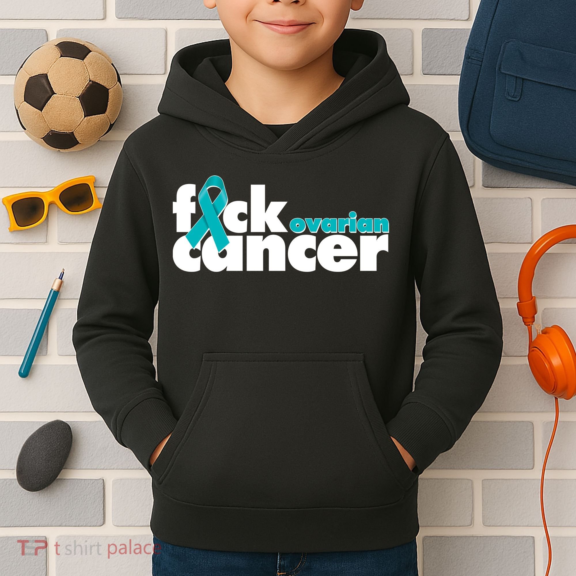 F*ck Ovarian Cancer Kids Hoodie
