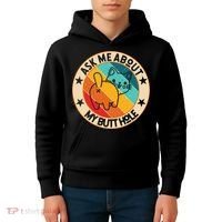 Funny Cat Kitten Ask Me About My BUTTHOLE Animal Butt Kids Hoodie thumb 4