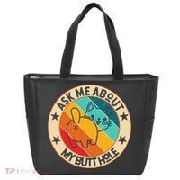 Funny Cat Kitten Ask Me About My BUTTHOLE Animal Butt Tote Bag thumb 0
