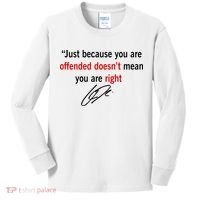 Freedom Charlie Kirk Quote Offended Does't Mean Your Right Kids Long Sleeve Shirt thumb 0