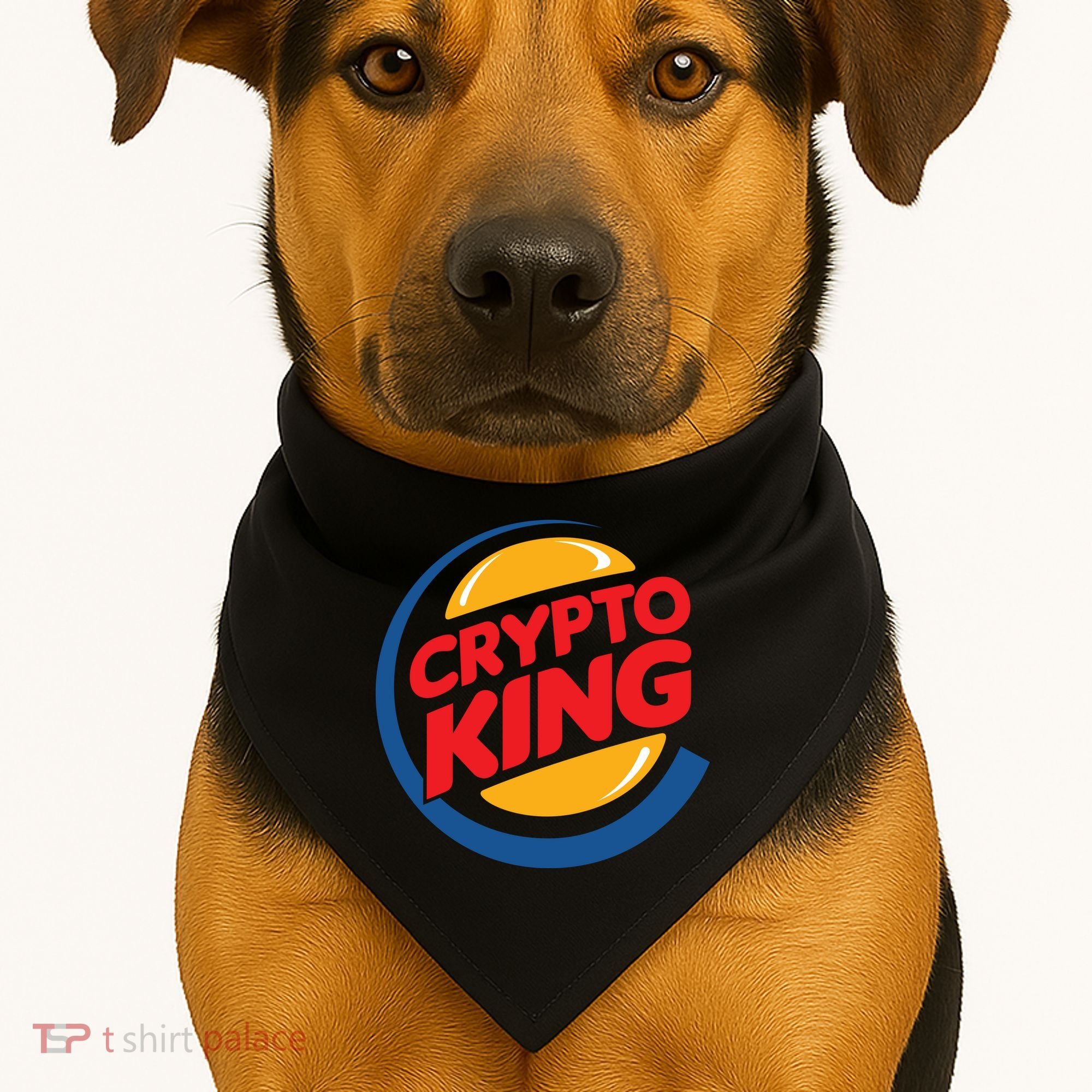 Funny Crypto King Logo USA-Made Doggie Bandana