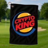 Funny Crypto King Logo Golf Towel thumb 1