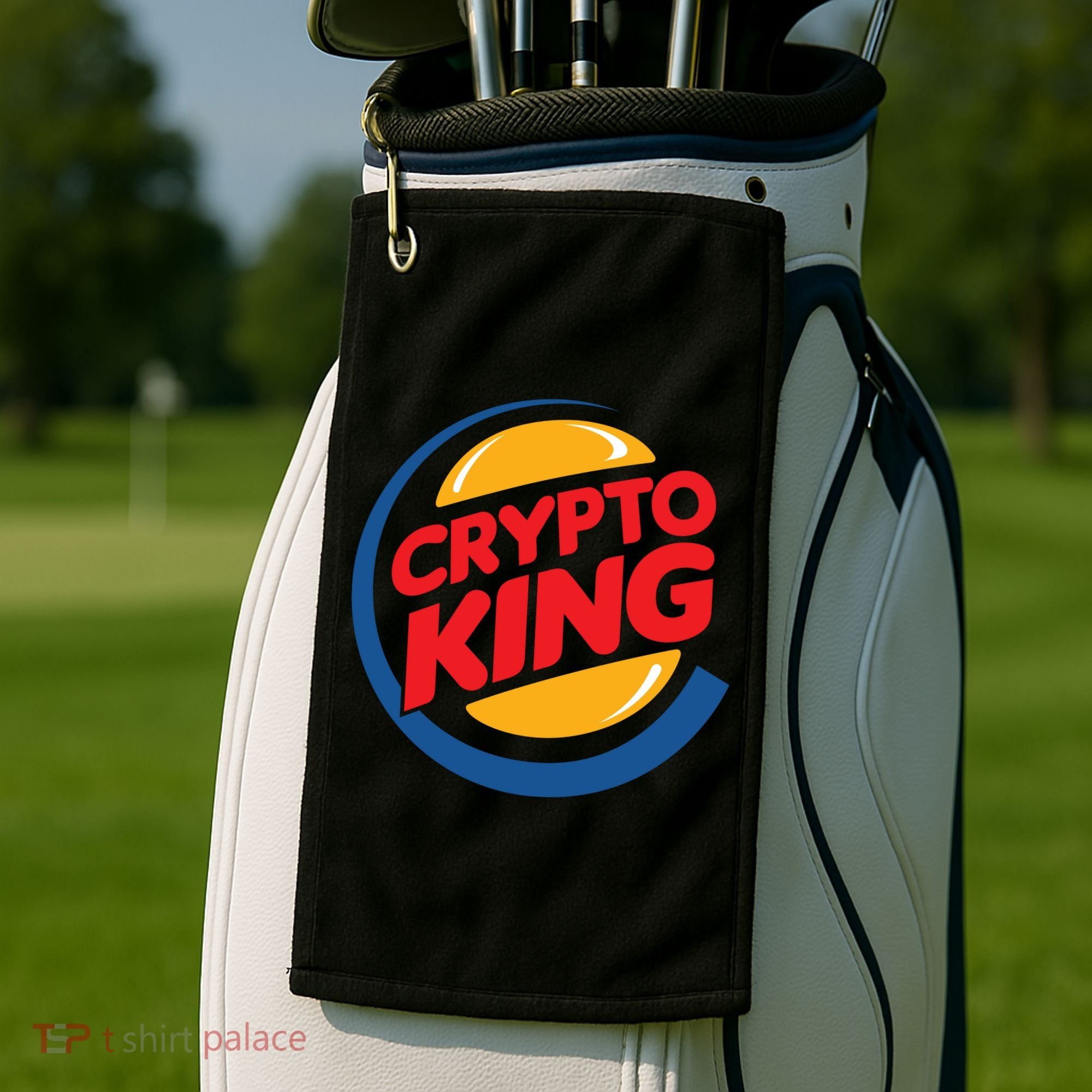 Funny Crypto King Logo Golf Towel