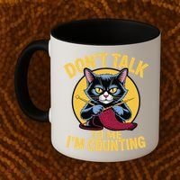 Funny Cat Knits Lover Dont Talk To Me Im Counting Knitting Coffee Mug thumb 2