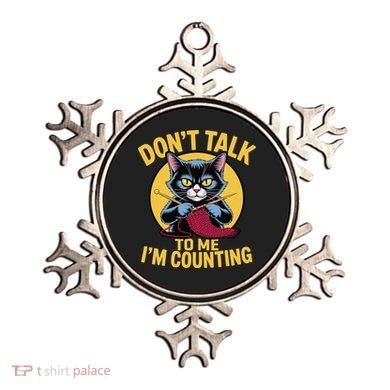Funny Cat Knits Lover Dont Talk To Me Im Counting Knitting Ornament