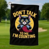 Funny Cat Knits Lover Dont Talk To Me Im Counting Knitting Golf Towel thumb 1