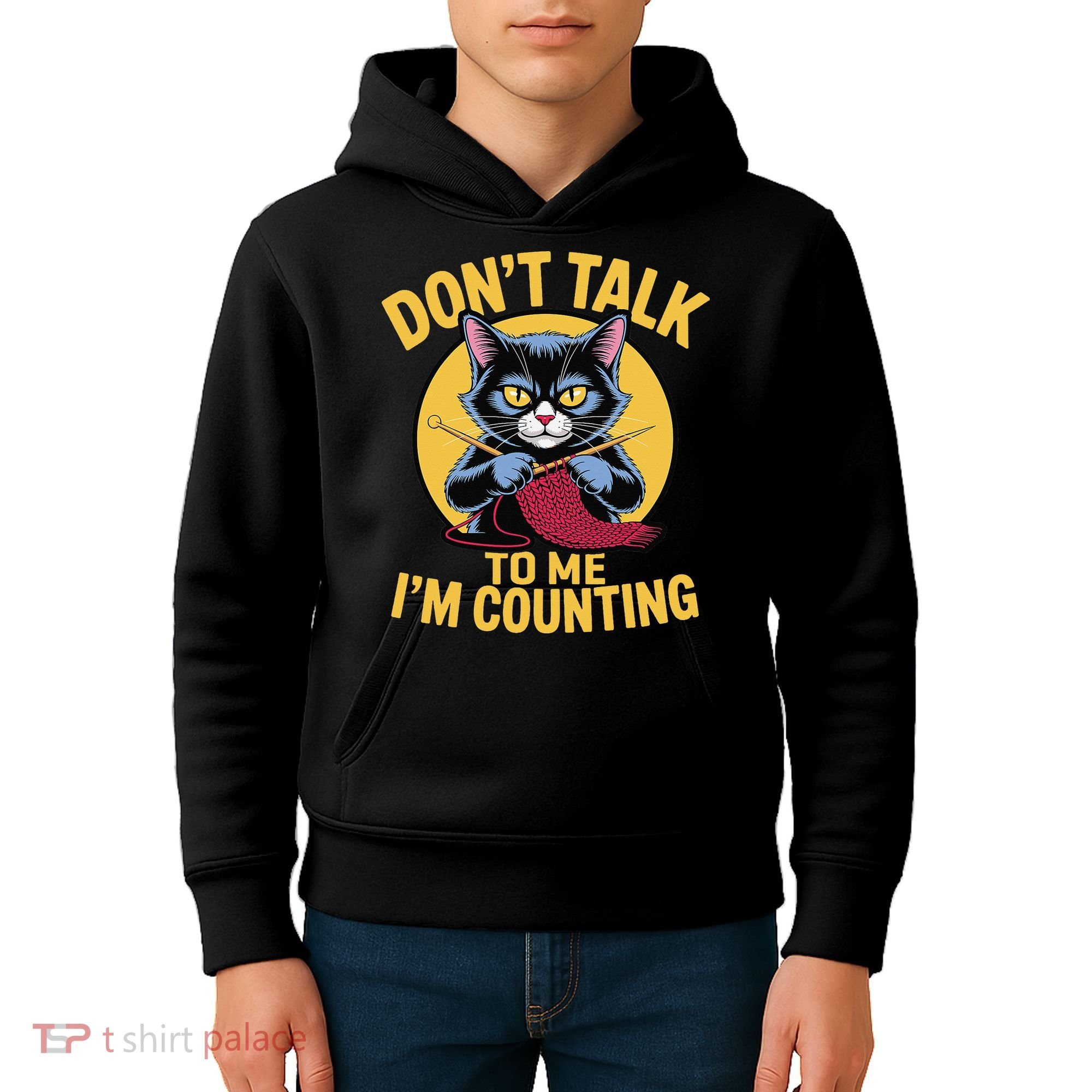 Funny Cat Knits Lover Dont Talk To Me Im Counting Knitting Kids Hoodie