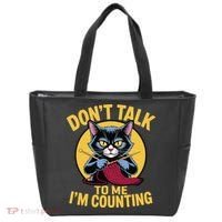 Funny Cat Knits Lover Dont Talk To Me Im Counting Knitting Tote Bag thumb 0