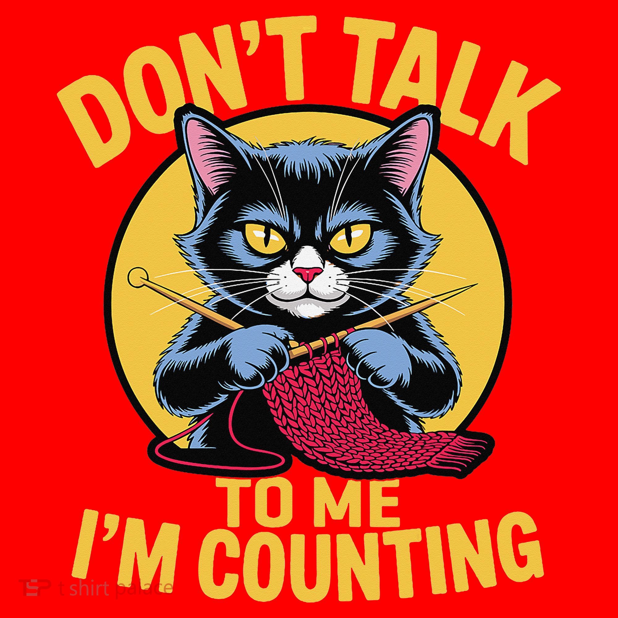 Funny Cat Knits Lover Dont Talk To Me Im Counting Knitting Santa Hat