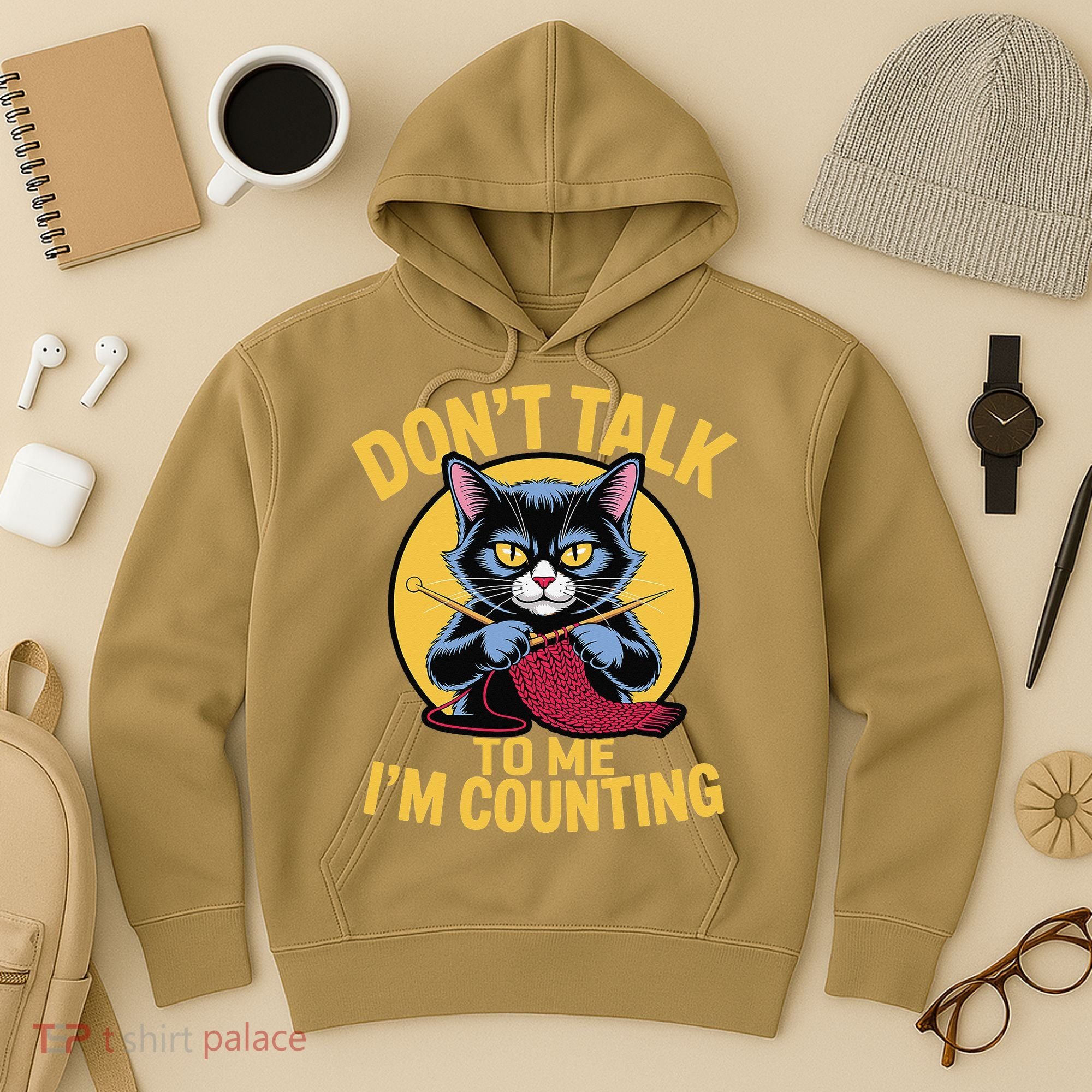 Funny Cat Knits Lover Dont Talk To Me Im Counting Knitting Hoodie