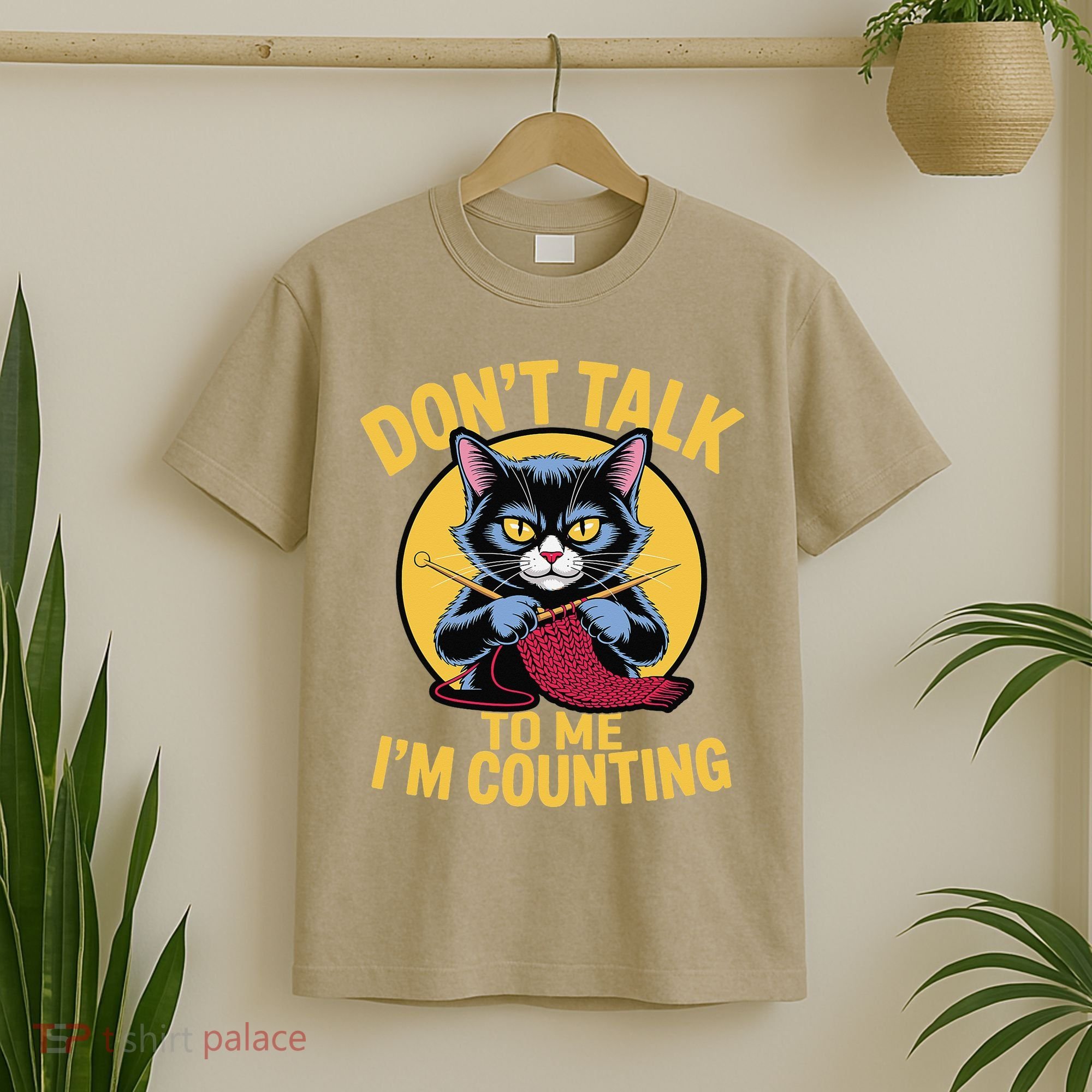 Funny Cat Knits Lover Dont Talk To Me Im Counting Knitting T-Shirt
