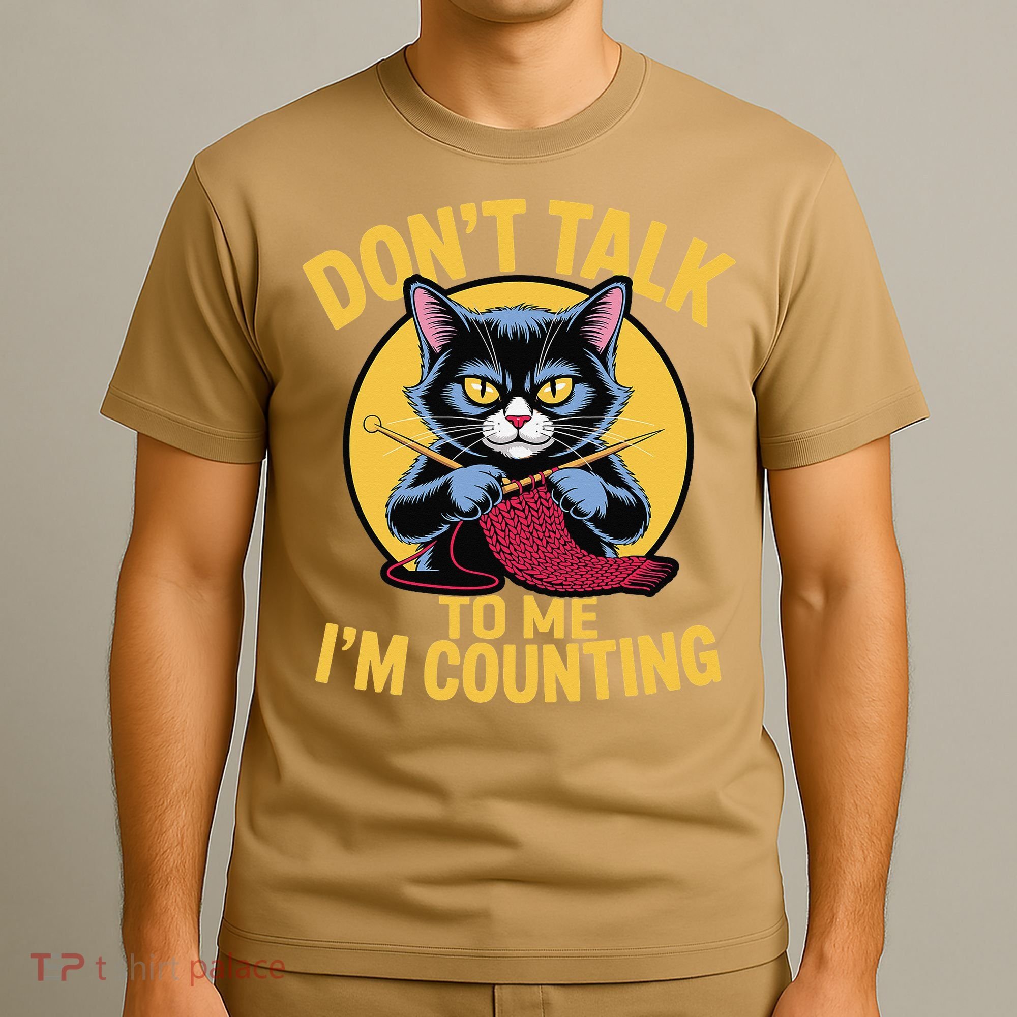 Funny Cat Knits Lover Dont Talk To Me Im Counting Knitting T-Shirt