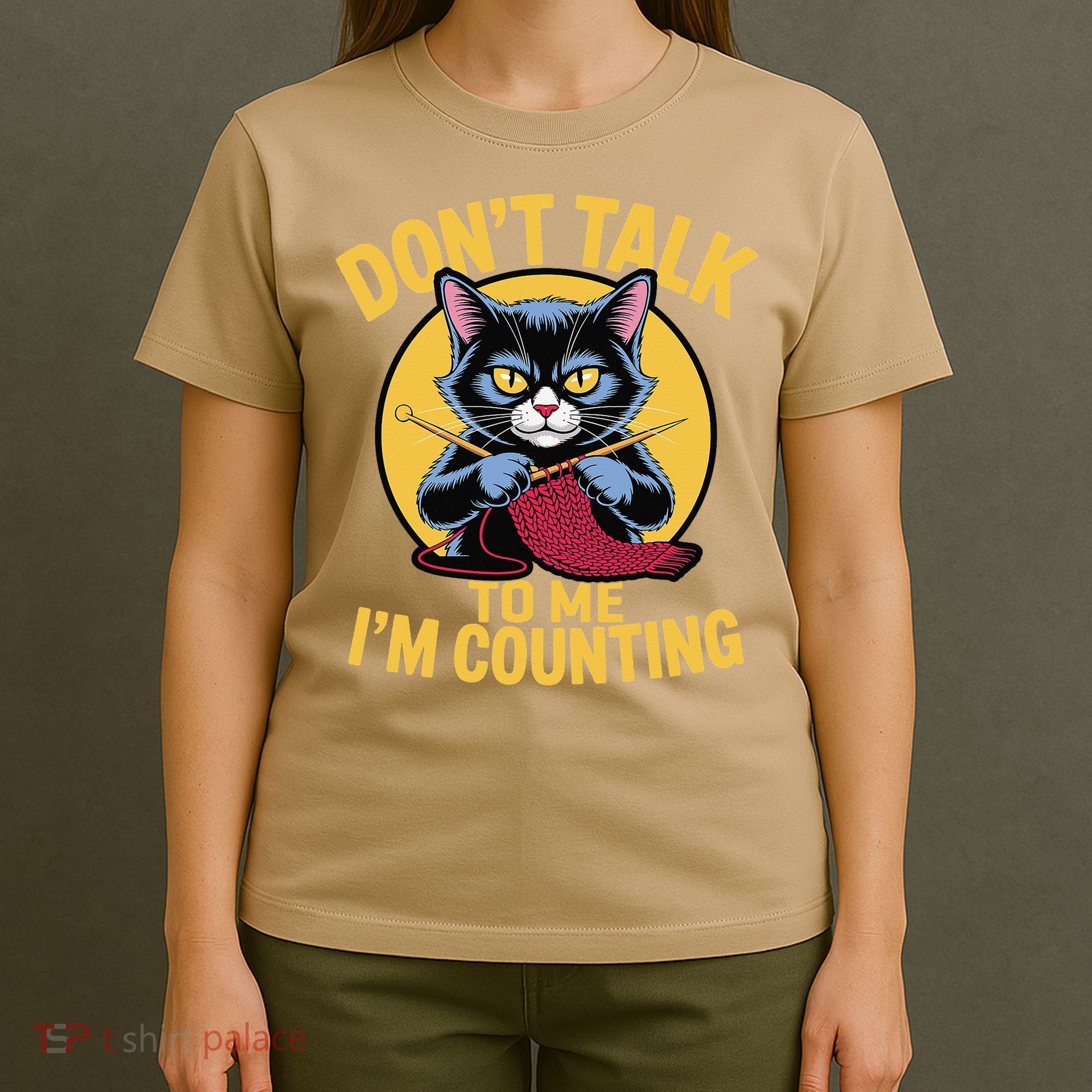 Funny Cat Knits Lover Dont Talk To Me Im Counting Knitting T-Shirt