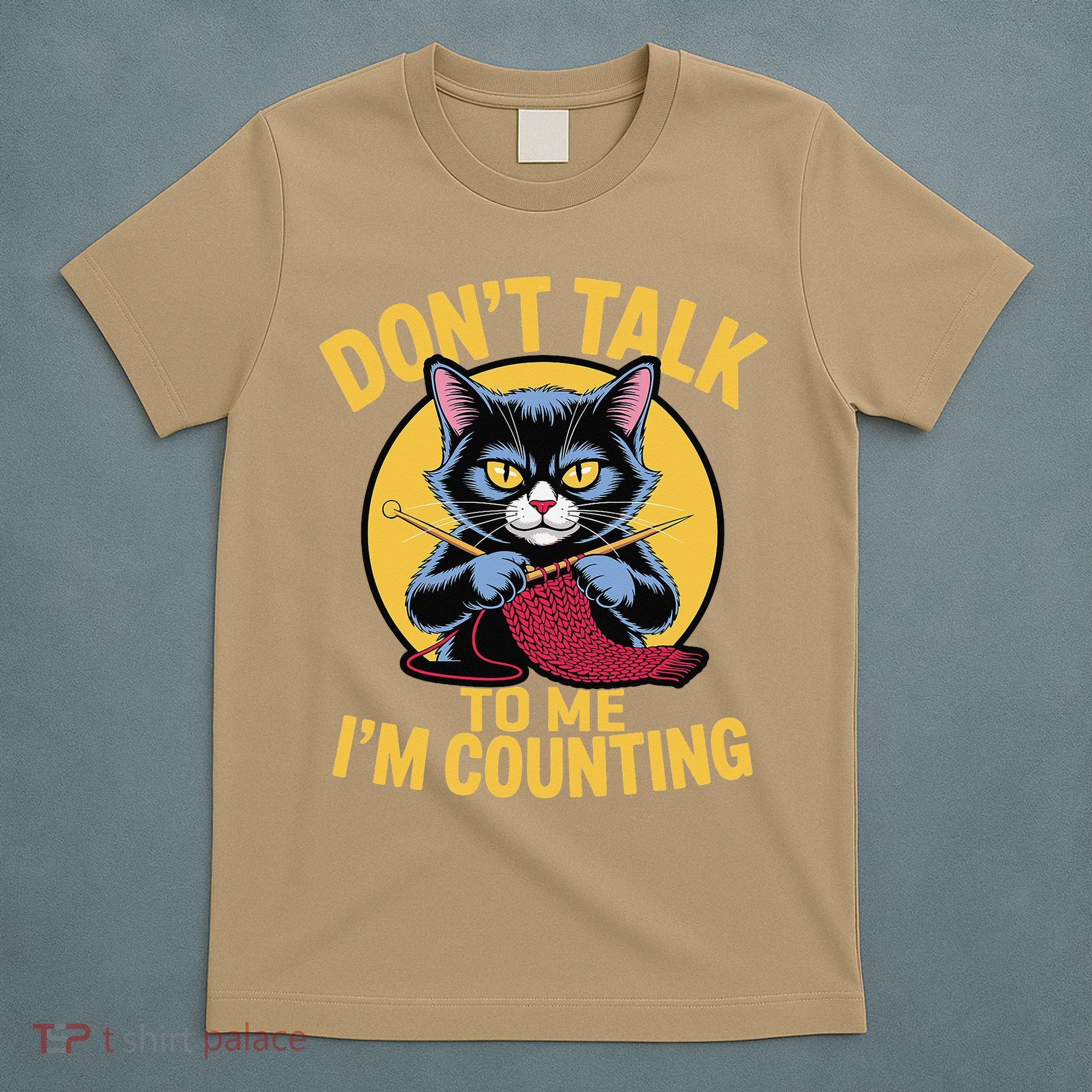 Funny Cat Knits Lover Dont Talk To Me Im Counting Knitting T-Shirt