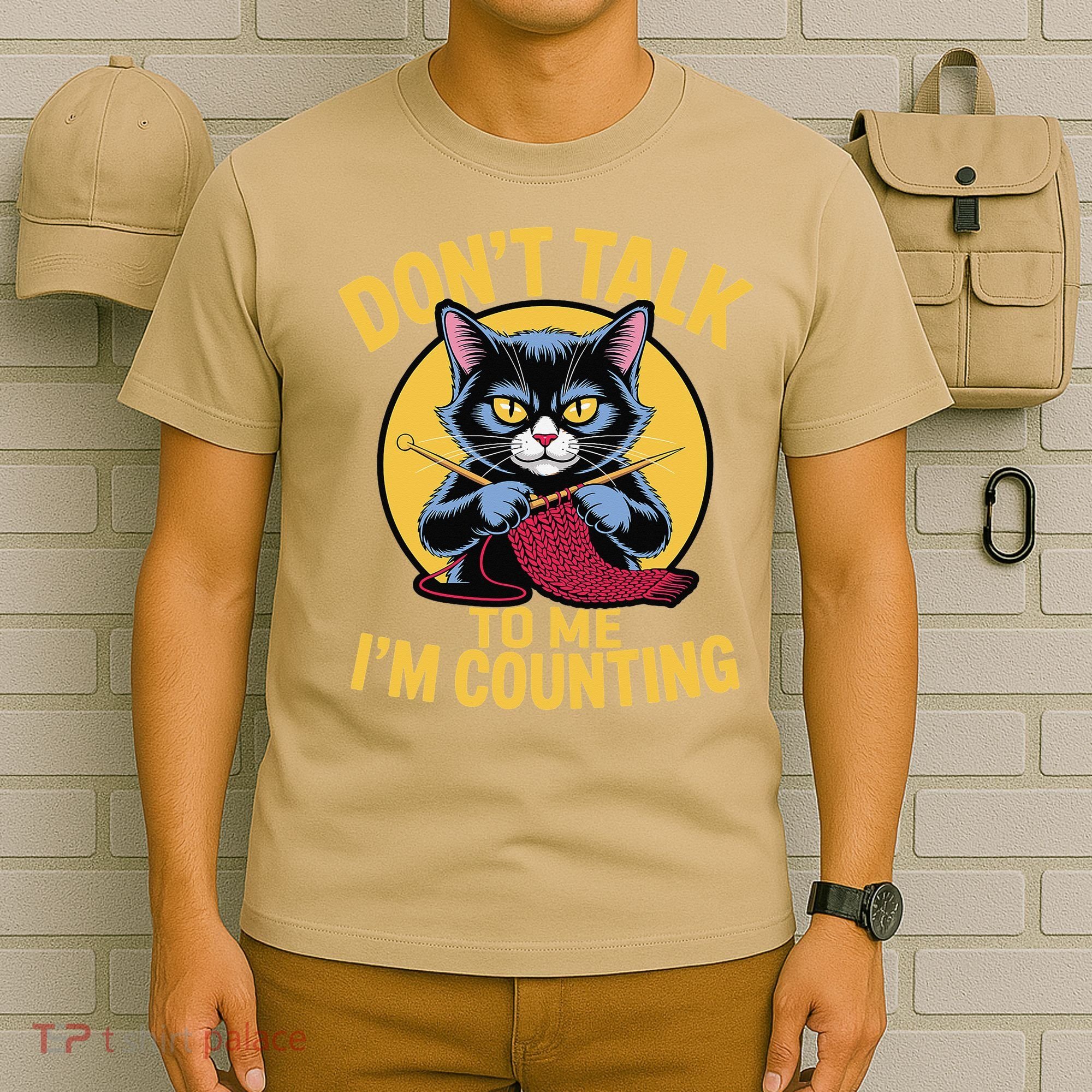 Funny Cat Knits Lover Dont Talk To Me Im Counting Knitting T-Shirt